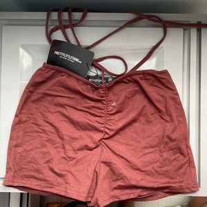 plt brown tie up shorts